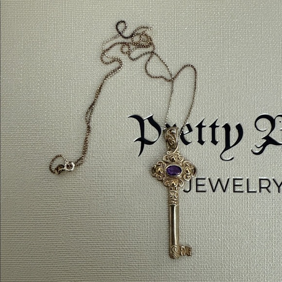 Jewelry - 925 Silver Key Necklace W Amethyst